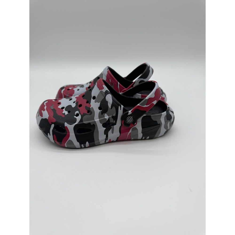 LittleLamb Kids Camo Clogs Red Grey Black White Slip On Shoes EU 32‎ US 1